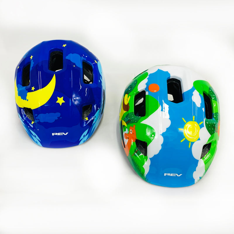 レブスポーツ 自転車用 インモールドヘルメット 子供用　グリーン/ブルー