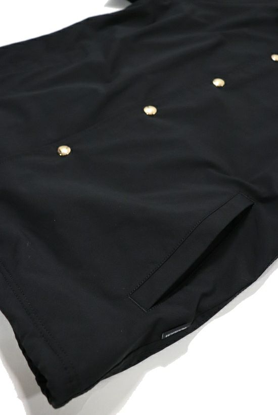 1PIU1UGUALE3 コーチシャツジャケット 半袖 フェイクレザー切り替え袖  (black/gold) Sサイズ