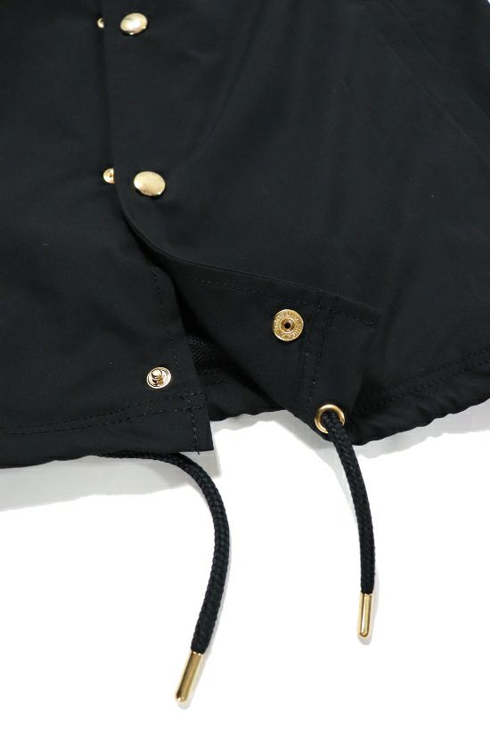 1PIU1UGUALE3 コーチシャツジャケット 半袖 フェイクレザー切り替え袖  (black/gold) Sサイズ