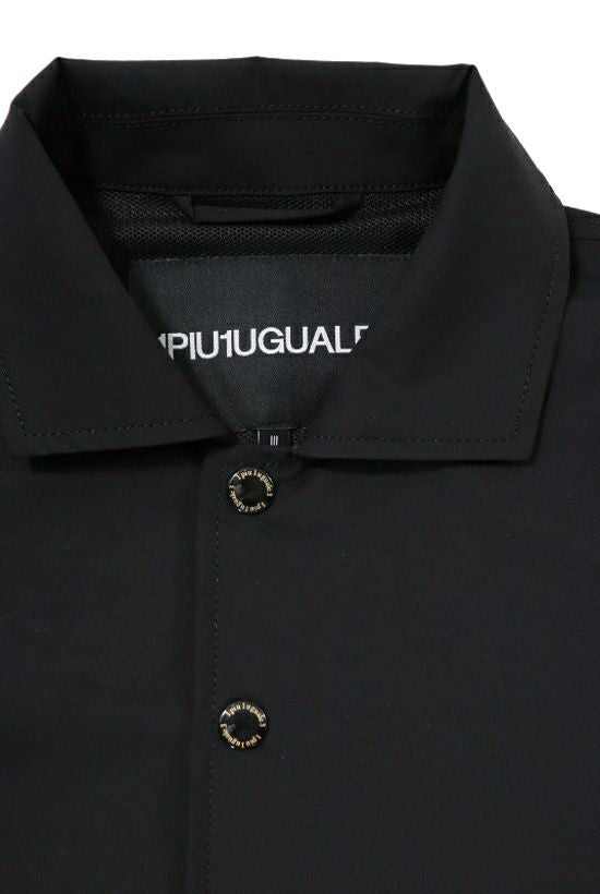 1PIU1UGUALE3 コーチシャツジャケット 半袖 フェイクレザー切り替え袖