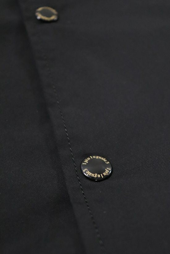 1PIU1UGUALE3 コーチシャツジャケット 半袖 フェイクレザー切り替え袖  (black/black) S・M