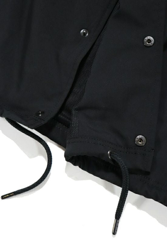 1PIU1UGUALE3 コーチシャツジャケット 半袖 フェイクレザー切り替え袖  (black/black) S・M