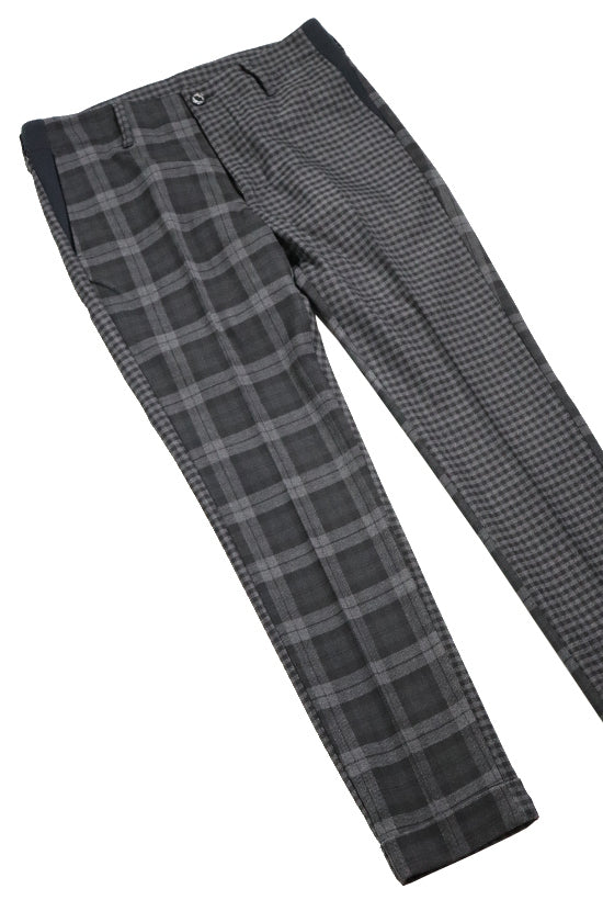 1PIU1UGUALE3 リブスラックス チェックパンツ  (gray/black) Sサイズ