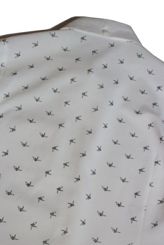 1PIU1UGUALE3 折り鶴 モノグラム COMBI シャツ  (white/white) Sサイズ
