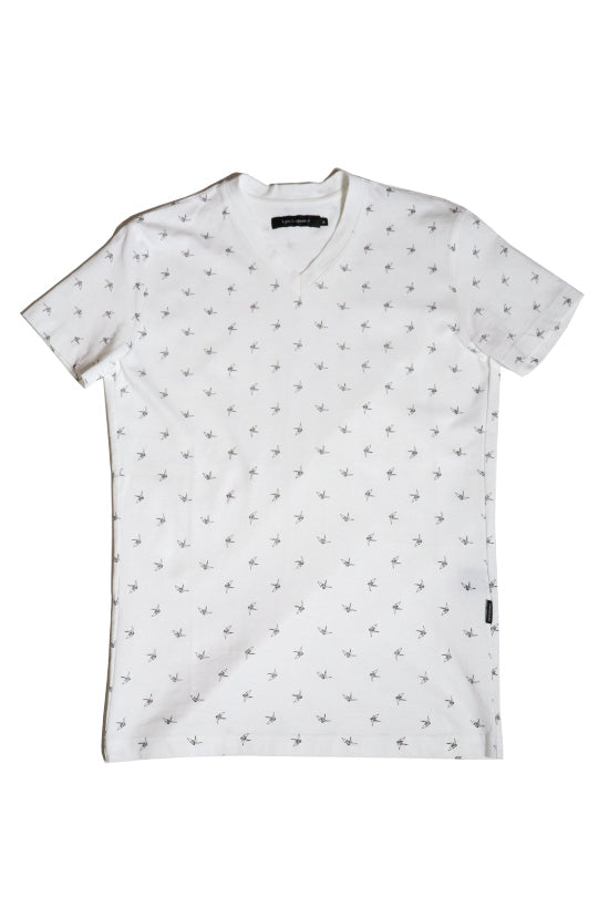1PIU1UGUALE3 ORITSURU MONOGRAM S/S V-NECK T ホワイト