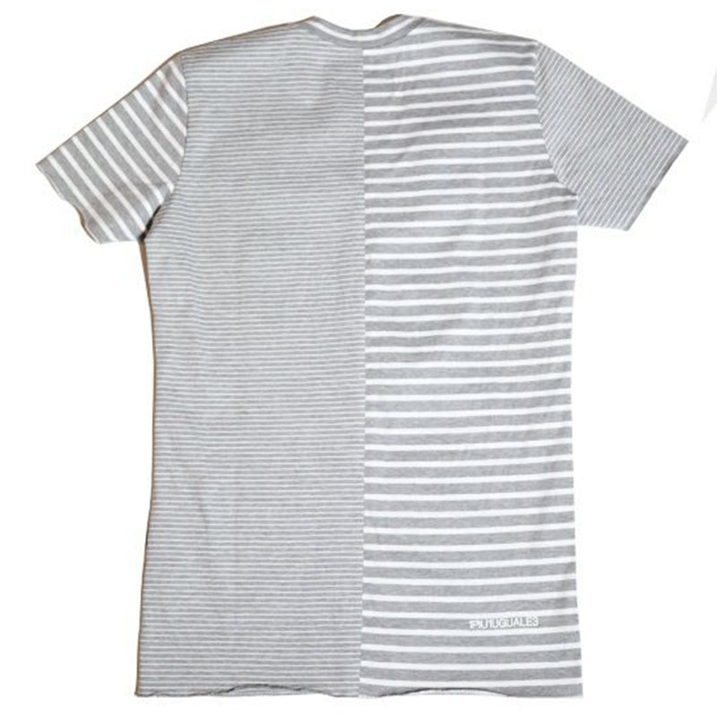 1PIU1UGUALE3 CRAZY BORDER V-NECK 半袖Tシャツ［グレー/ホワイト］